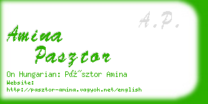 amina pasztor business card